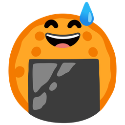 Rice cracker and Grinning face with sweat