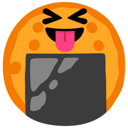 Rice cracker and Squinting face with tongue