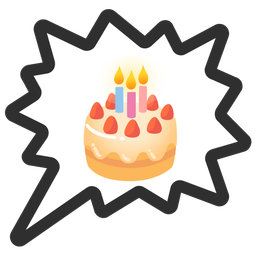 right anger bubble and birthday cake