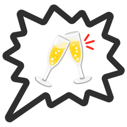 right anger bubble and clinking glasses