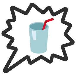 right anger bubble and cup with straw