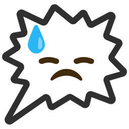 right anger bubble and downcast face with sweat