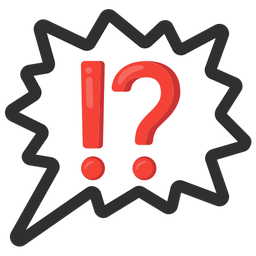 right anger bubble and exclamation question mark