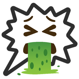 right anger bubble and face vomiting