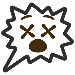 right anger bubble and face with crossed-out eyes