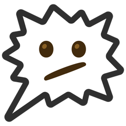 right anger bubble and face with diagonal mouth