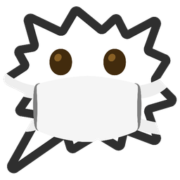 right anger bubble and face with medical mask