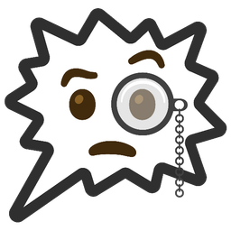 right anger bubble and face with monocle