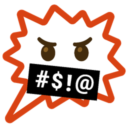 right anger bubble and face with symbols on mouth