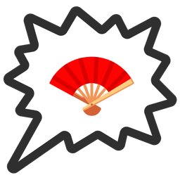 right anger bubble and folding hand fan