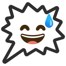 Right anger bubble and Grinning face with sweat