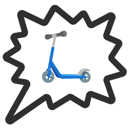 right anger bubble and kick scooter