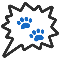 right anger bubble and paw prints