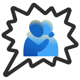 right anger bubble and people hugging