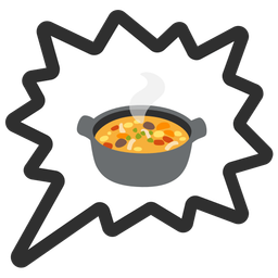 right anger bubble and pot of food