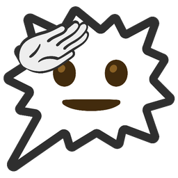 right anger bubble and saluting face