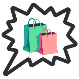 right anger bubble and shopping bags