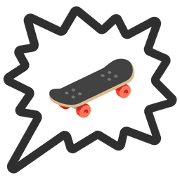 right anger bubble and skateboard