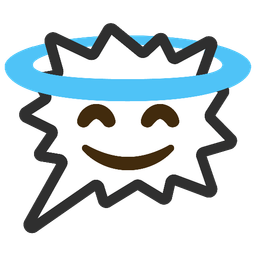 Right anger bubble and Smiling face with halo