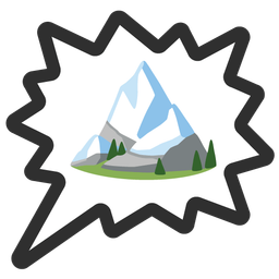 right anger bubble and snow-capped mountain