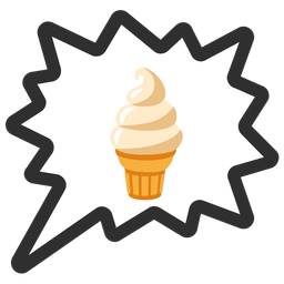 right anger bubble and soft ice cream