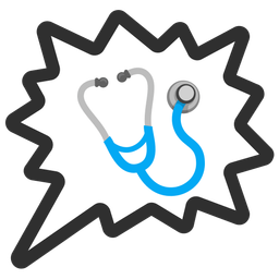 right anger bubble and stethoscope