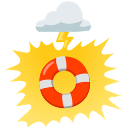 ring buoy and cloud with lightning