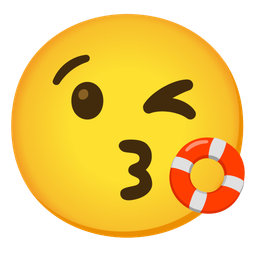 Ring buoy and Face blowing a kiss