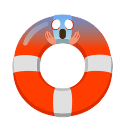 ring buoy and face screaming in fear