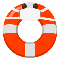 ring buoy and face with medical mask