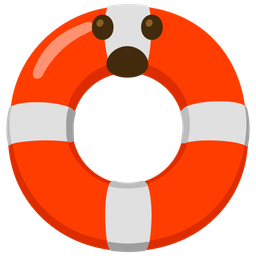 ring buoy and face with open mouth