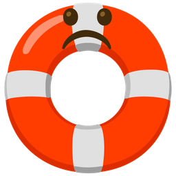 ring buoy and frowning face