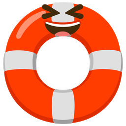 Ring buoy and Grinning squinting face