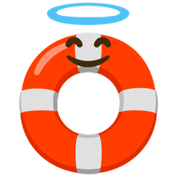 Ring buoy and Smiling face with halo