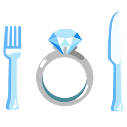 ring and fork and knife with plate
