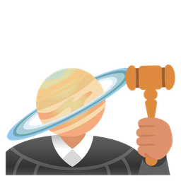 ringed planet and balance scale