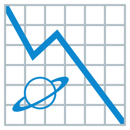ringed planet and chart decreasing