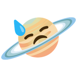 ringed planet and downcast face with sweat