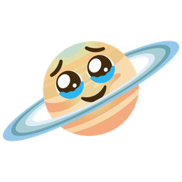 ringed planet and face holding back tears