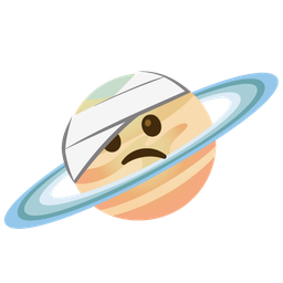 ringed planet and face with head-bandage