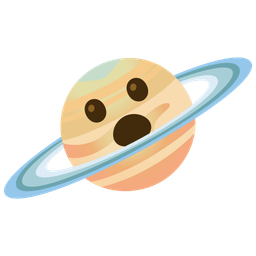 ringed planet and face with open mouth