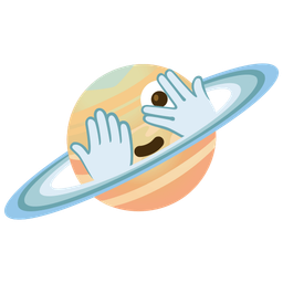 ringed planet and face with peeking eye