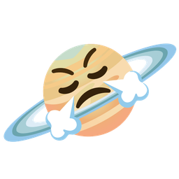 ringed planet and face with steam from nose