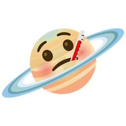 ringed planet and face with thermometer