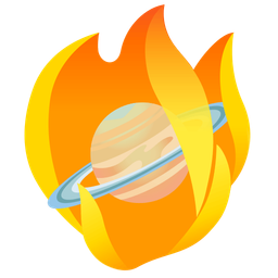 ringed planet and fire