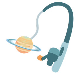 ringed planet and fishing pole