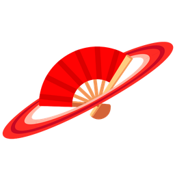 ringed planet and folding hand fan