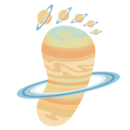 ringed planet and footprints