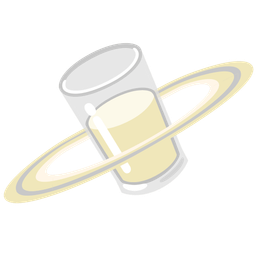 ringed planet and glass of milk