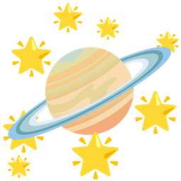 ringed planet and glowing star